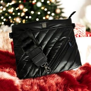 Think Royln Pearl Black Quilted Crossbody Bag